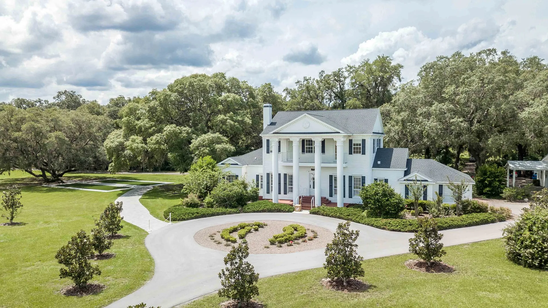 The estate house at Legacy Lane from above